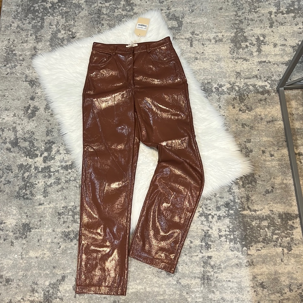 NWT ✨Meshki Oakleigh Straight leg patent pants size M